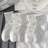 Meias cinza de linho com laço fresh para mulheres, de cano médio, fofas, estilosas, meias esportivas de cano médio, estilo estudante, meias femininas 10A antibacterianas e resistentes a odores