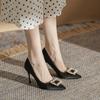 Tacones Altos de Punta para Niñas, Zapatos de Boda Versátiles de Hebilla Cuadrada con Pedrería y Perlas para Mujer, Nuevos de Primavera 2026, Zapatos de Salón de Tacón de Aguja