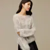 Suéter de mohair estampado estilo preguiçoso feminino ombro a ombro manga longa novo suéter de tricô solto outono precoce grosso