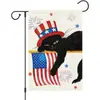 Nova Bandeira de Jardim Temu para o Dia da Independência Americana Bandeira de Pendurar Dupla Face em Linho Decoração de Pátio Bandeira de Cena para Festa de Feriado
