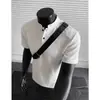 2026 Novo Estilo Camisa Polo Gola Padre Manga Curta Desconstruída Verão Marca de Moda Americana Camiseta Solta de Meia-Manga para Homens