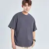 Camiseta de Manga Curta de Algodão Puro de Peso Pesado de Xinjiang 400g Tecido de Fio Duplo Tecnologia Escovada Cor Pura Camiseta Básica Solta para Homens e Mulheres
