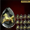 Colgante de Cristal Dorado con Incrustaciones Doradas de Guanyin Buda del Zodíaco de 12 Años Forma de Gota de Vidrio del Año de Nacimiento