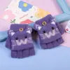 Luvas infantis inverno bebê fofo conjunto de meio dedo meninas meninos inverno forrado de fleece quente à prova de vento crianças conjunto de cinco dedos