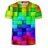 Camiseta Masculina de Manga Curta Estampada em 3D Geométrico Estéreo de Elo Grande Transfronteiriço Irregular Camiseta de Manga Curta Fabricante Masculino