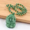 Colgante de Jade Verde Esmeralda Natural de Birmania Imitación Punto Turístico Caliente Empuje Drenaje Dinero Pixiu Guanyin Colgante Cadena de Suéter
