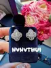 Joyas: Pendientes de Flor de Ciruelo Cortada Rosa Hada Florales Tachonados con Diamantes, Regalo Haute Couture, Pendientes Florales Deslumbrantes con Diamantes, Anillo