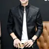 Chaqueta de cuero, chaqueta de cuero PU casual y elegante, chaqueta de motocicleta para hombre de moda ajustada con cuello alto, engrosada, nuevo modelo de invierno