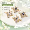 Colgante de abeja pequeña de doble colgante con goteo de aceite e incrustación de diamantes, se puede mezclar en lotes, colgante transfronterizo, accesorios para pulsera, collar, DIY, venta directa del fabricante