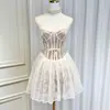 Vestido de tirantes abullonados con encaje tridimensional estilo francés inspirado en el ballet, cinturón para ceñir la cintura, adelgazante