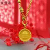 Collar con colgante de diamante amarillo dios de la riqueza tienda de oro con larga duración no se decolora collar de oro arena cadena de clavícula al por mayor