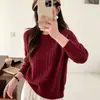 Suéter de Tricô com Gola Redonda, Lurex e Ponto Trançado para Mulheres 2026 Outono/Inverno Novo Soltinho Casual Manga Longa Tricô