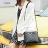 Bolso cruzado de piel encerada de 24 años, estilo Chanel nuevo, bordado de hilo de diamante, cadena, bolso cubo pequeño práctico y versátil, en stock