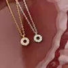 Collar de plata de ley S925 con forma de dona incrustada de diamantes para mujer, estilo japonés, diseño de nicho de alta gama, cadena para la clavícula, popular en Xiaohongshu