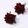 Flores de Rosa de Terciopelo Transfronterizas Flores Artificiales Materiales para Manualidades Materiales de Decoración para Muebles Flores Artificiales al por Mayor