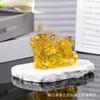 Kirin de Cristal Traz Riqueza e Tesouro Ornamentos Artesanato de Kirin Esmaltado Decoração de Casa Casa Geminada Dourado
