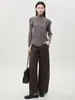 Tricô de Caxemira Feminino Novo Estilo de Inverno Gola Alta Meia Tricô Base com Tricô Plissado Assimétrico Top de Cor Pura