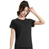 Camiseta Fitness Manga Curta Roxo Claro Slim Fit para Mulheres, Top Esportivo Raglan de Verão com Barra Curva para Yoga Corrida