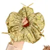 Elástico de Cabelo Floral Verde Retro Coreano com Pregas de Tecido e Laço, Acessório de Cabelo Estilo Fresco para Rabo de Cavalo