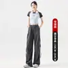 Pantalones Cargo con Lazo para Mujer, Estilo Delgado de Otoño, Pantalones Casuales Elegantes de Pierna Recta, Cintura Alta Adelgazantes Estilo Americano, Pantalones Deportivos de Secado Rápido