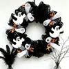 Nuevo corona de Halloween transfronteriza para decoración de puerta principal, arreglo de ambiente para eventos, adornos colgantes, accesorios de calavera y cabeza de calabaza para fiestas