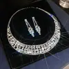 Aretes y Collar con Borlas de Flor de Pedrería Estilo Minimalista Conjunto de Joyería Exagerada Transfronterizo Europeo y Americano Accesorios de Lujo Ligero de Alta Gama