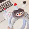 Diadema Linda Bola de Pelo Cabeza de Pingüino Pequeño para Mujeres Dulce Dibujo Animado Mascarilla para Lavado de Cara Accesorios para el Cabello de Pez Pequeño Tocado para Mujeres