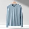 Camiseta de manga larga con cuello redondo de algodón Pima de caballo de alta gama, 100% algodón, hipoalergénica, color liso, jersey de manga larga, camiseta básica para hombre y mujer