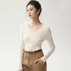 Suéter de Cachemira para Mujer Bai Cai Rong Otoño/Invierno 2026 Suéter de Punto con Cuello en V Ajuste Delgado Tejido Versátil