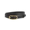 Cinturón de cuero genuino para mujer, simple y elegante, versátil para el estilo de commuting y de negocios, con hebilla de pasador, adecuado para combinar con jeans y faldas, cinturón de cuero delgado para mujer
