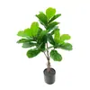 Planta Verde Artificial de Lujo Ligero de Gama Alta Higuera de Hoja de Violín, Decoración de Sala de Estar de Gama Alta Árbol Artificial Grande en Maceta Interior Planta Biónica