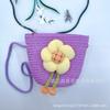 Bolsa de Concha Hecha a Mano con Flores de Dibujos Animados Transfronteriza, Bolsa Tejida de Girasol para Niños, Bolso de Paja Casual para Hombro de Viaje
