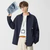Camisa casual estilo japonés G-stone con tapeta oculta, bolsillo bordado y mangas largas holgadas para hombre