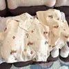 Pijama Fofo de Filhote de Dachshund Desenho Animado Feminino Verão Novo Manga Curta Shorts Estilo Coreano Casual Solto Conjunto de Roupas para Casa