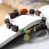 Design Original Dala Contas Quadradas Secas Pulseira Chinesa Tianshan Cuinan Ágata Vermelha Pingente de Cabacinha Pulseira Atacado Mulheres