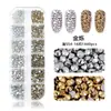 Caja Transfronteriza de 12 Rejillas Largas Set de Pedrería para Uñas Artísticas Decoración de Diamantes Planos de Fondo para Uñas DIY Funda de Teléfono Joyería Accesorios de Vidrio