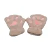 Guantes de Invierno para Mujer Estilo Coreano Estudiante Ciclismo Lindos Lindos A prueba de Frío Engrosados con Forro Polar Cálidos Guantes de Medio Dedo con Garra de Gato