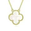 Colar Trevo de Quatro Folhas Versão Alta V Dourado Corrente Fina Flor Banhado a Ouro 18K Branco Madrepérola Ágata Vermelha Calcedônia Ouro Claro Esculpido Exquisitamente Corrente de Clavícula