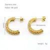 Pendientes de Acero Inoxidable Chapado en Oro de 18K Estilo Europeo y Americano con Incrustaciones de Circonita, Forma de C, Joyería Versátil de Moda de Lujo Ligero para Mujer Venta al por Mayor