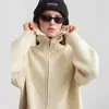 Cárdigan de Punto con Cuello Marino de Amazon Transfronterizo 2025 Otoño e Invierno Nuevo Holgado de Alta Calidad Chaqueta Suéter con Cremallera para Mujer