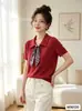 Top de Punto Casual de Manga Corta con Cuello para Mujer Verano 2026, Nuevo Estilo de Verano, Hermoso Top Pequeño Versátil de Alta Gama