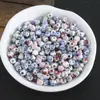 Jingdezhen Pulseira de Contas Cerâmicas com Decalque Acessórios para Roupas Contas Redondas Azuis e Brancas de 6mm Contas Soltas Joias Artesanais DIY