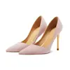 Zapatos de mujer de ante de oveja de corte bajo, piel genuina, sencillos y versátiles, punta fina, tacón de aguja, rosa nude, acabado mate, tacones altos para vestido de fiesta