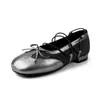 Zapatos Planos de Moda Negros con Moño Poco Profundo de 2 cm Zapatos Planos de Ballet Redondos Nuevos Primavera y Otoño Zapatos Pequeños de Piel
