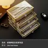 Caja de Almacenamiento Transparente de Gran Capacidad para Bolígrafos con Veta de Madera de Nogal Negro, Caja Vintage para Almacenamiento y Exhibición de Papelería, Caja de Gabinete a Prueba de Polvo