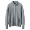 Nuevo Suéter de Punto Cardigan Abrigo de Cachemira Siete Puntos con Bolsillos Casual Versátil Holgado Color Sólido Cuello Alto Cremallera
