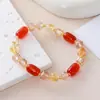 Pulsera de Cristal Amarillo Torre Agata Roja con Cuentas Cilíndricas para Mujer, Pulsera de Cristal Tallado Estilo Chino de Moda y Alta Gama