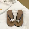 Chanclas de cuña con estampado de lunares y ojos grandes que aumentan la altura para mujer, sandalias de playa de suela gruesa de alta gama para verano para mujer