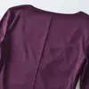 Atacado de roupas femininas estilo europeu e americano Ins transfronteiriço, design torcido puro e sexy de gola redonda, camiseta justa de manga média