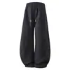 Pantalones Cargo Anchos Vintage Desgastados con Cordón en Color Blanco Crudo, de Cintura Alta, Corte Holgado con Diseño de Pliegues, Pantalones Largos Casuales Modernos para Hombre